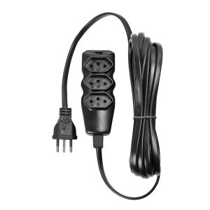 EXTENSÃO ELÉTRICA 3 TOMADAS PP PLANO 3X0,75 5M PRETA