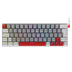 TECLADO MECANICO 60% PCYES KUROMORI WHITE GHOST - SWITCH RED - LED RAINBOW - PTKMWG60RD