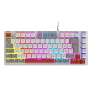 TECLADO MECANICO 75% PCYES KIRIN WHITE GHOST - SWITCH BLUE - LED RAINBOW - PTKRWG75BL