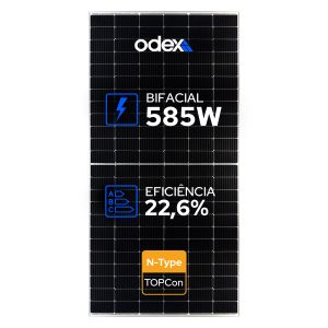 PAINEL SOLAR FOTOVOLTAICO ODEX 585W N-TYPE 144 CELULAS BIFACIAL ODE10092024