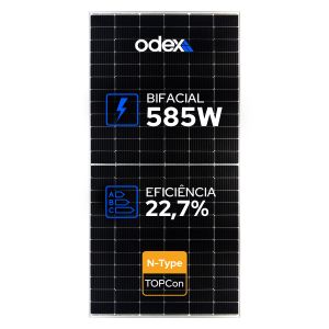 PAINEL SOLAR FOTOVOLTAICO ODEX 585W N-TYPE 144 CELULAS BIFACIAL ODE04122024
