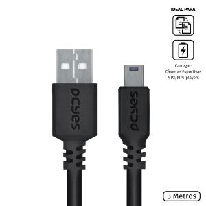 CABO USB A 2.0 PARA MINI USB B 2.0 - 3 METROS - PUANM2-3