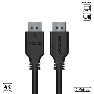 CABO DISPLAYPORT MACHO - PRETO - 2 METROS - PDPM-2