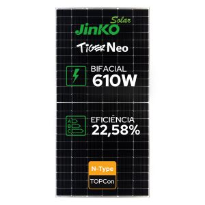 PAINEL SOLAR FOTOVOLTAICO JINKO 610W TIGER NEO BIFACIAL N-TYPE 66HL4M-BDV