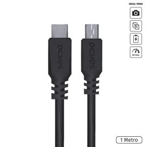 CABO USB TIPO-C PARA MINI USB B 2.0 - PRETO - 1 METRO - PUCMBP-1
