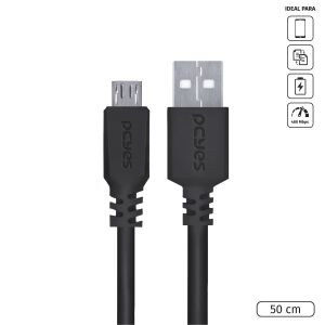 CABO MICRO USB PARA USB A 2.0 - PRETO - 50CM - PMUAP-05