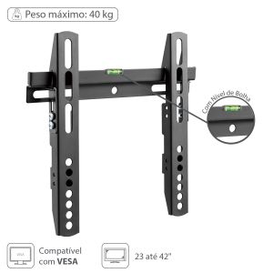 SUPORTE PARA TV LED LCD FIXO 23'' A 42'' COM NIVEL DE BOLHA - STF100