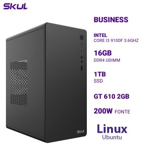 COMPUTADOR B300 CORE I3 9100F 3.6GHZ MEM 16GB DDR4 SSD 1TB GT 610 2GB FONTE 200W LINUX UBUNTU