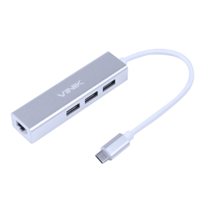 HUB USB TIPO C / TYPE C PARA 3 USB 3.0 + RJ45 1000 MBPS - HC-4RJ