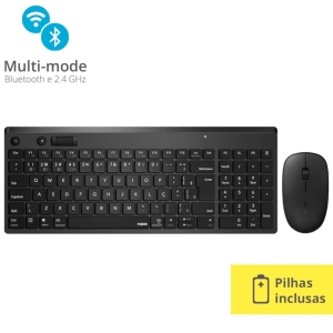 TECLADO E MOUSE SEM FIO 1300DPI RA003 PRETO