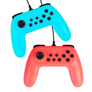 KIT COM 2 CONTROLES PARA NINTENDO SWITCH COM FIO USB MODELO NS COLOR