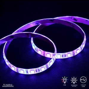 FITA DE LED VX GAMING RGB COM CONTROLADOR CONEXAO USB 60 PONTOS DE LED 1 METRO - LRU1