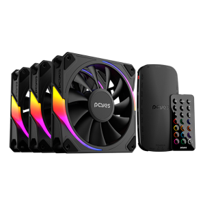 KIT COOLER FAN + CONTROLADORA PARA GABINETE 3UN SANGUE FRIO 3 ARGB BLACK VULCAN 120MM PCYES - K3ARGBSF3BVBR