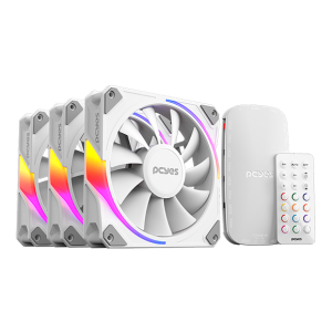 KIT COOLER FAN + CONTROLADORA PARA GABINETE 3UN SANGUE FRIO 3 ARGB WHITE GHOST 120MM PCYES - K3ARGBSF3WGBR