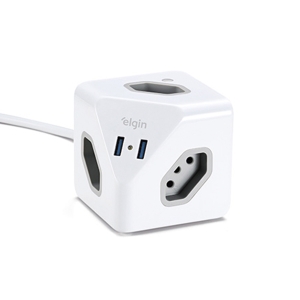 EXTENSAO ELETRICA EM CUBO COM 3 TOMADAS E SAIDA EM USB COM 1,5 METOS