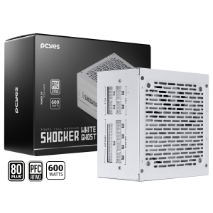 FONTE GAMER PCYES SHOCKER FULL MODULAR 600W 80 PLUS WHITE - WHITE GHOST - FM600WWG