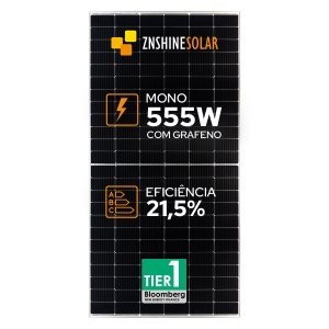 PAINEL SOLAR FOTOVOLTAICO ZNSHINE 555W 30MM 144 CELULAS MONO ZXM7-UHLD144-555/M COM GRAFENO