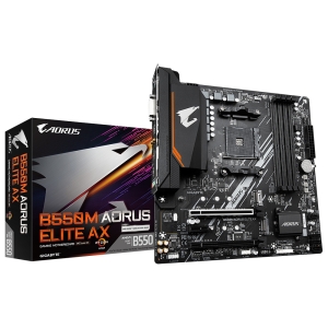 PLACA MÃE GIGABYTE AMD B550M AORUS ELITE AX MATX AM4 M.2 NVME WI-FI 4XDDR4 MAX. 128GB 1X DVI 1X HDMI 4X USB3.2 4X USB2.0