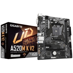 PLACA MÃE GIGABYTE AMD A520M K V2 REV.1.0 MATX AM4 M.2 NVME 2XDDR4 MAX. 64GB 1X D-SUB 1X HDMI 4X USB3.2 2X USB2.0