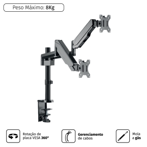 SUPORTE A GAS PARA 2 MONITORES 17''  32'' PLMSM02B