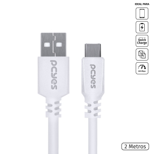 CABO USB A 2.0 PARA USB TIPO C 2M BRANCO - PUACB-02