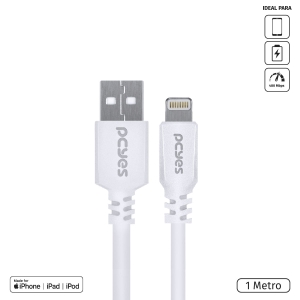 CABO USB A 2.0 PARA LIGHTNING IPHONE (MFI) 1M BRANCO - PUALB-01