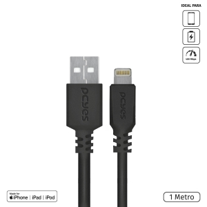 CABO USB A 2.0 PARA LIGHTNING IPHONE (MFI) 1M PRETO -  PUALP-01