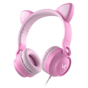 FONE HEADSET KITTY EAR - ORELHA DE GATO ROSA COM MICROFONE CABO 1.2M PLUG P2 ESTEREO P3 - KE120R