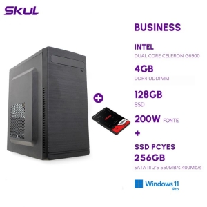 KIT PROMOCIONAL COMPUTADOR BUSINESS B100 DUAL CORE G6900 3.40GHZ 4GB DDR4 SSD128GB FONTE 200W WINDOWS 11 PRO + SSD PCYES 256GB