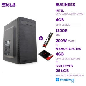 KIT PROMOCIONAL COMPUTADOR BUSINESS B100 DUAL CORE G6900 3.40GHZ 4GB DDR4 SSD128GB 200W WIN 11 PRO + MEMORIA PCYES 4GB DDR4 + SSD PCYES 256GB