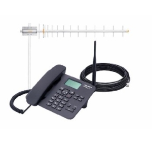 KIT TELEFONE CELULAR RURAL FIXO DE MESA QUADRIBAND CA42S + ANTENA 17DBI 900MHZ E CABO DE 15M CA902