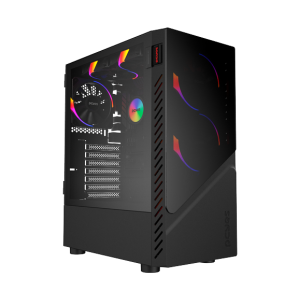 GABINETE GAMER SET BLACK VULCAN - LATERAL EM VIDRO - PCYES - GSBVPBR