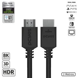 CABO HDMI ULTRA 2.1 4K 1080/ 144HZ - PRETO - 2 METROS - PHM8K-2