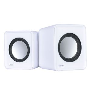 CAIXA DE SOM 2.0 USB 5V 2X 1W COM CONTROLADOR DE VOLUME BRANCA - VS-01B