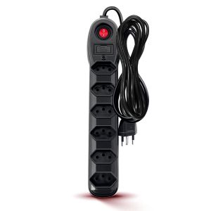 FILTRO DE LINHA 6 TOMADAS PP 3X0,75 3M 255 PRETO