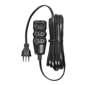 EXTENSÃO ELÉTRICA 3 TOMADAS PP PLANO 3X0,75 10M PRETA