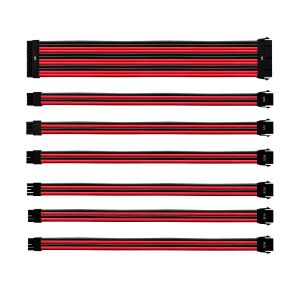 KIT DE CABO DE EXTENSÃO SLEEVED PSU 30 CM COM CAPA DE PVC COOLER MASTER - VERMELHO E PRETO - CMA-NEST16RDBK1-GL