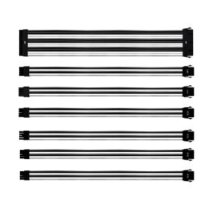 KIT DE CABO DE EXTENSÃO SLEEVED PSU 30 CM COM CAPA DE PVC COOLER MASTER - BRANCO E PRETO - CMA-NEST16WTBK1-GL