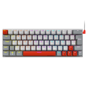 TECLADO MECÂNICO 60% PCYES KUROMORI WHITE GHOST - SWITCH BLUE - LED RAINBOW - PTKMWG60BL