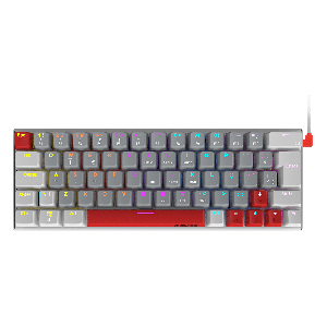 TECLADO MECÂNICO 60% PCYES KUROMORI WHITE GHOST - SWITCH BLUE - LED RAINBOW - PTKMWG60BL