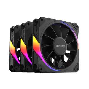 KIT COOLER FAN PARA GABINETE 3UN SANGUE FRIO 3 ARGB BLACK VULCAN REVERSE 120MM PCYES - K3ARGBSF3RVBR