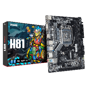 PLACA MÃE PCYES H81 LGA 1150 2XDDR3 (MAX 16GB) M.2 NVME 2XUSB 3.0, 4XUSB 2.0 REDE 1000 HDMI/VGA M-ATX - PCYH81-4G16