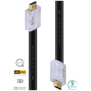CABO HDMI 2.0 FLAT 4K COM CONECTOR DESMONTÁVEL - 5 METROS - H20FL-5