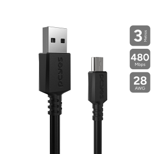 CABO USB A 2.0 PARA MINI USB B 2.0 - 3 METROS - PUANMTTADWADWADWA