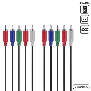CABO DE VIDEO 5 RCA M PARA 5 RCA M - 2 METROS - P5R-2