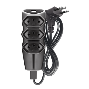 EXTENSAO COM PLUGUE 2P T PP PLANO 90º 3X0,75 1,5M PRETA