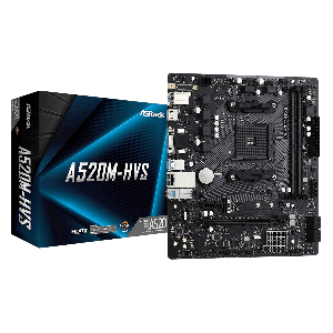 PLACA MÃE ASROCK A520M-HVS AM4 2XDDR4 DIMM 64GB 2XUSB2.0 4XUSB3.2 1XM.2 HDMI/D-SUB REDE GIGA 1XPCIE