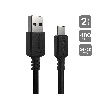 CABO USB A 2.0 PARA USB TIPO-C - PRETO - 2 METROS - PUACP-02