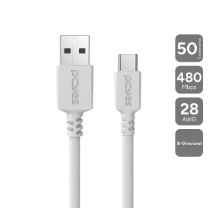 CABO USB A 2.0 PARA USB TIPO C 50CM BRANCO - PUACB-05