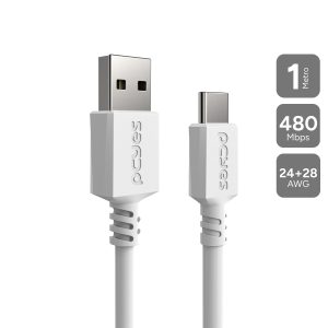 CABO USB A 2.0 PARA USB TIPO C - 1 METRO - BRANCO - PUACB-01